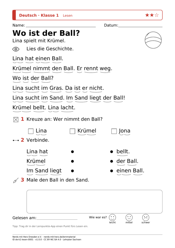 Vorschau: Lesegeschichte „Wo ist der Ball?"