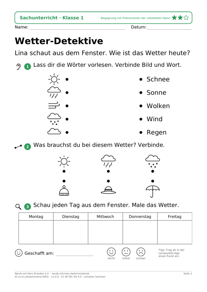 Vorschau: Arbeitsblatt „Wetter-Detektive"